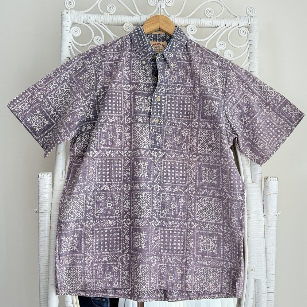 Vintage Reyn Spooner Popover Shirt Mens Medium Reverse Print 50th Anniversary
